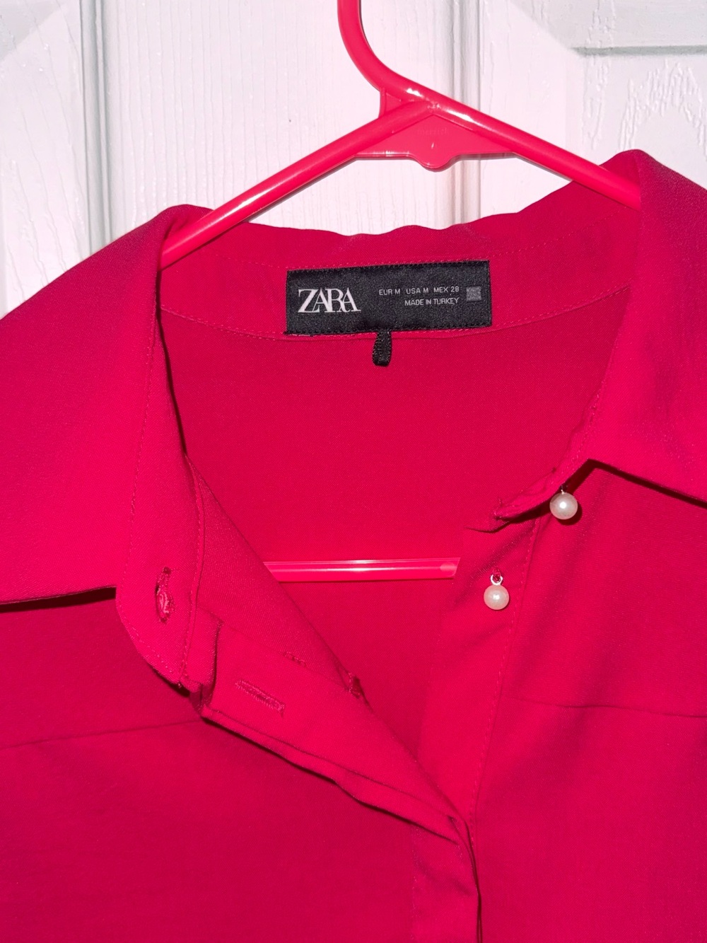 Zara Raspberry Pink Long-Sleeve Button-Down Shirt - Picture 2 of 6